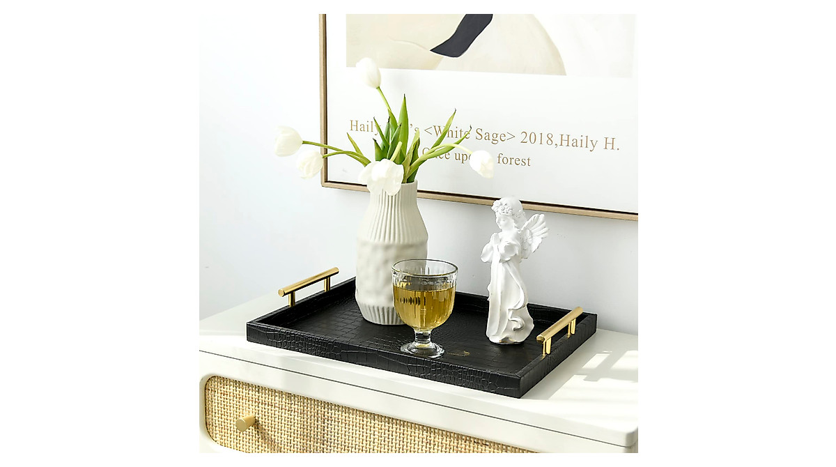 MACVAD Modern Silver Crocodile Serving & Decorative Trays
