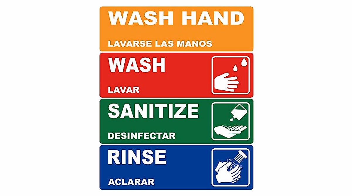 Heavy Duty Handwash Sink Labels for Commercial Kitchens & Food Trucks