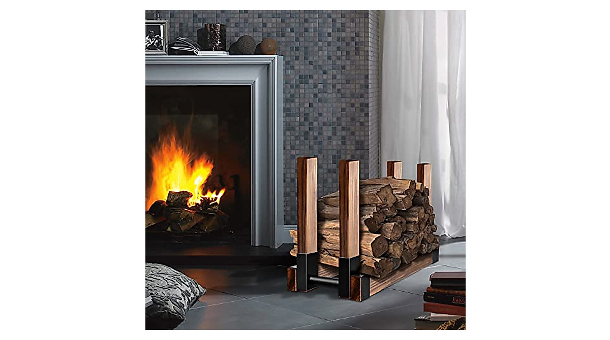 Amagabeli 4 Pack Firewood Log Rack Brackets - Adjustable & Heavy Duty