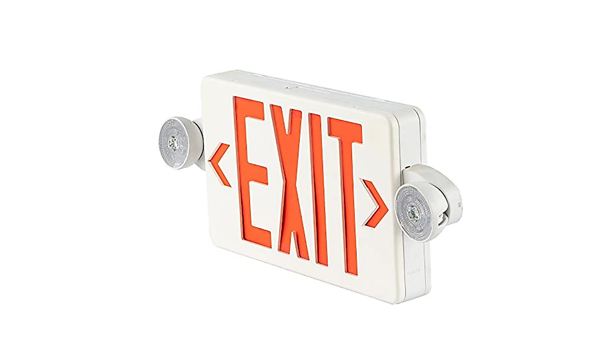 OSTEK Red LED Exit Sign with Emergency Light | UL-Listed Emergency Lighting