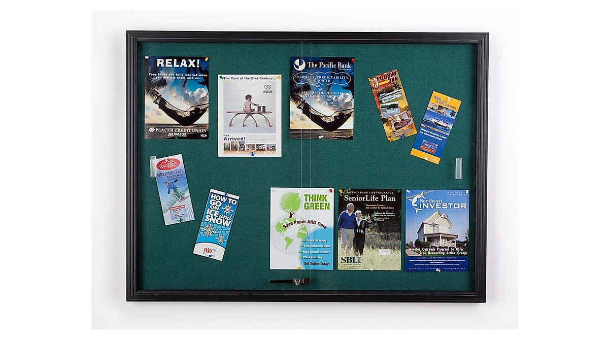 Teal Fabric Tack Board 48x36 - Secure Bulletin Board