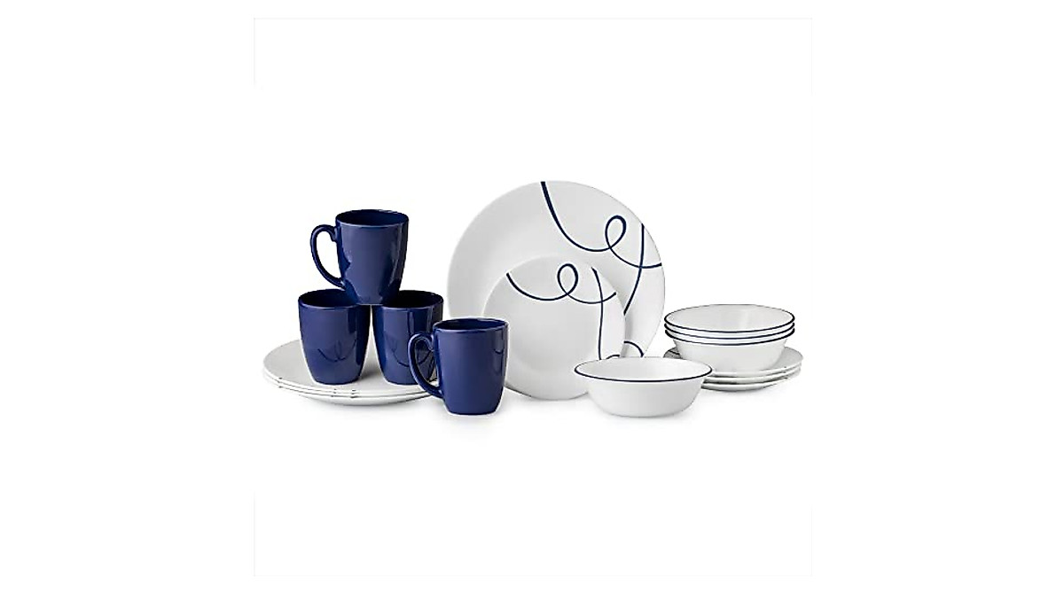 Corelle Classic Lia 16-Piece Dinnerware Set | Elegant Blue Design