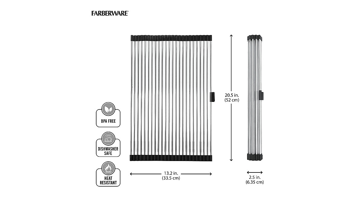 Farberware Roll Up Dish Drying Rack Over The Sink | Space Saver & Durable