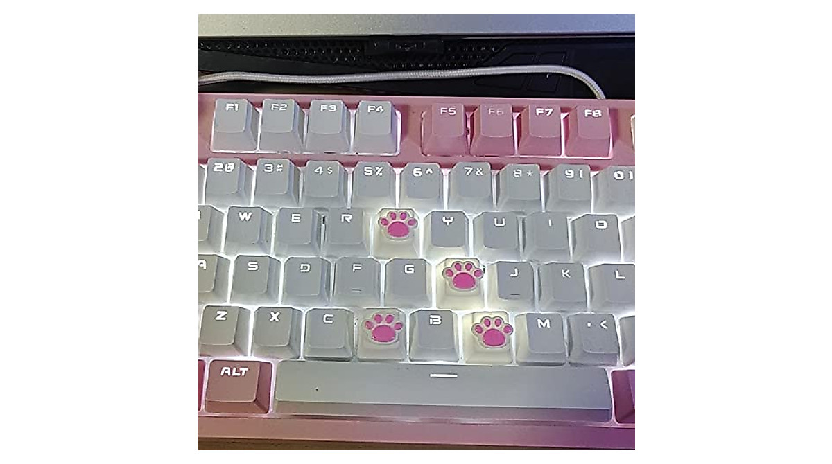 YupYay 4 Pack Custom PBT Cat Paw Keycaps for Mechanical Keyboard