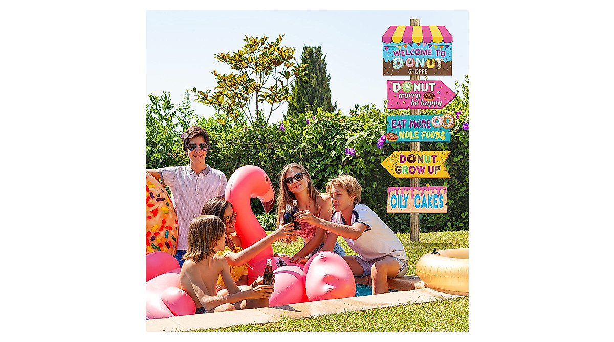 Jetec 20 Donut Party Signs for Outdoor Lawn Decoration