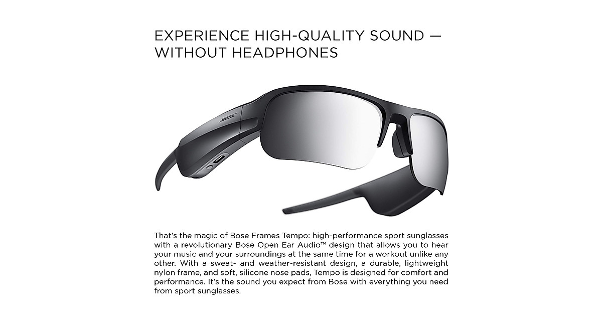 Bose Frames Tempo Sport Audio Sunglasses with Polarized Lenses - Bluetooth