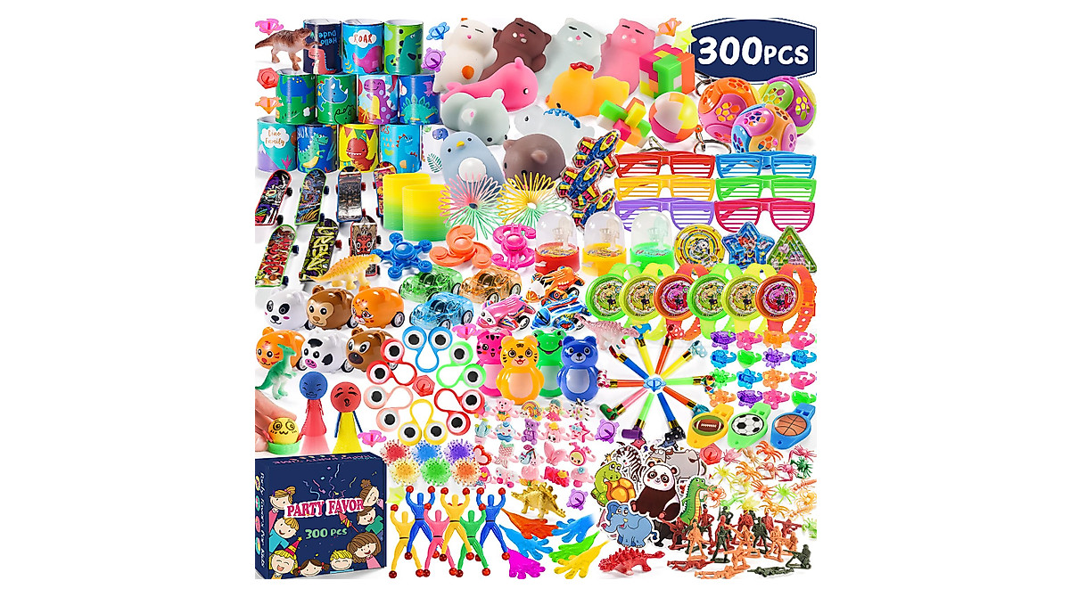 300 PCS Kids Party Favors Bulk - Goodie Bag & Prize Toys