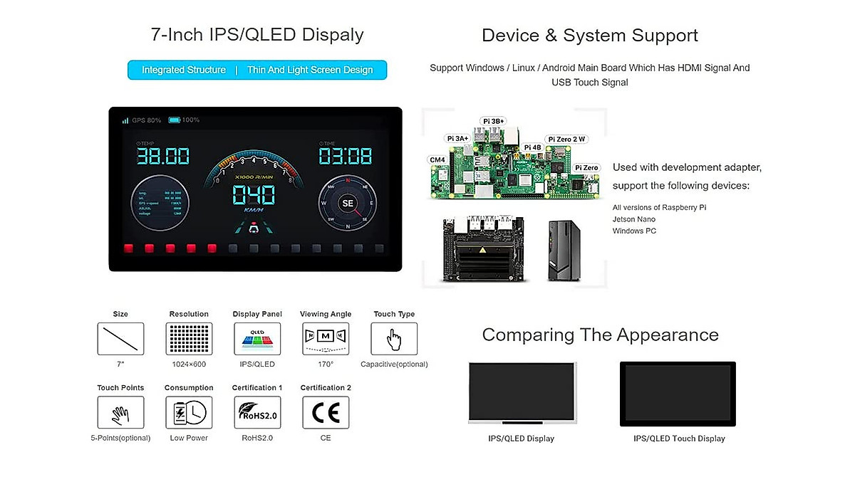 7-Inch IPS Display for Raspberry Pi & Windows PC | XYGStudy