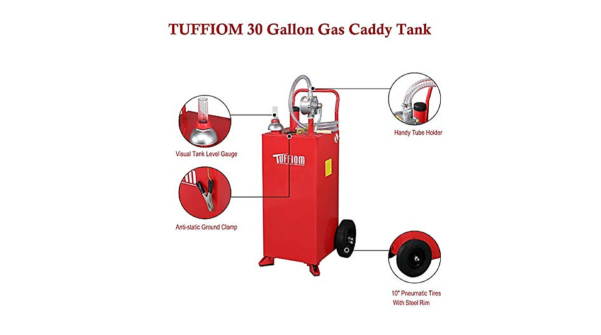 VEVOR 30 Gallon Gas Caddy, Fuel Storage Tank with Wheels, Portable Fuel