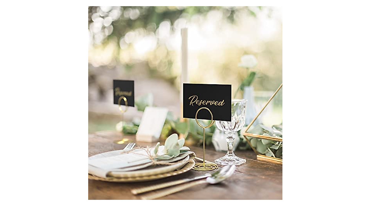 Elegant 10 Pack Black Reserved Table Signs for Weddings