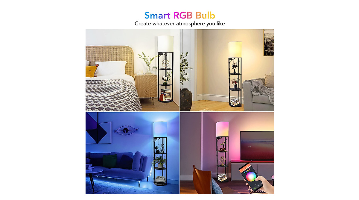 LUNSY RGB Floor Lamp with Shelves & USB Ports - Modern Living Light