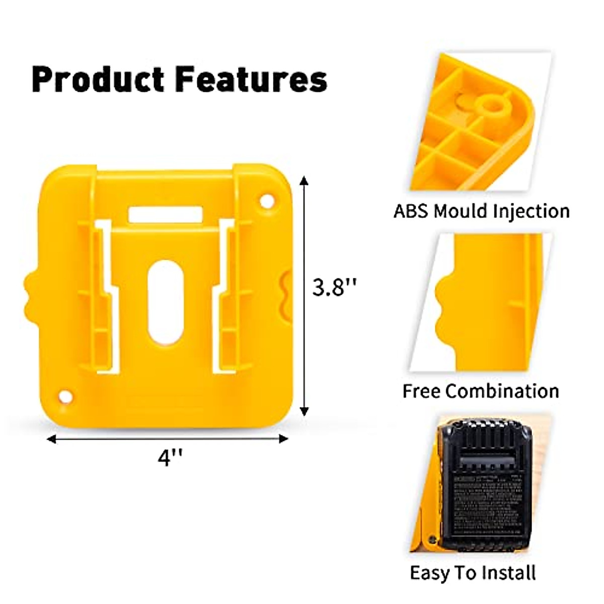 thumbnail image 2 of Leverage Design DeWalt Tool Mounts – 12 Pack, 20V/60V Battery Holders / Hangers, Made In USA 2 of 6