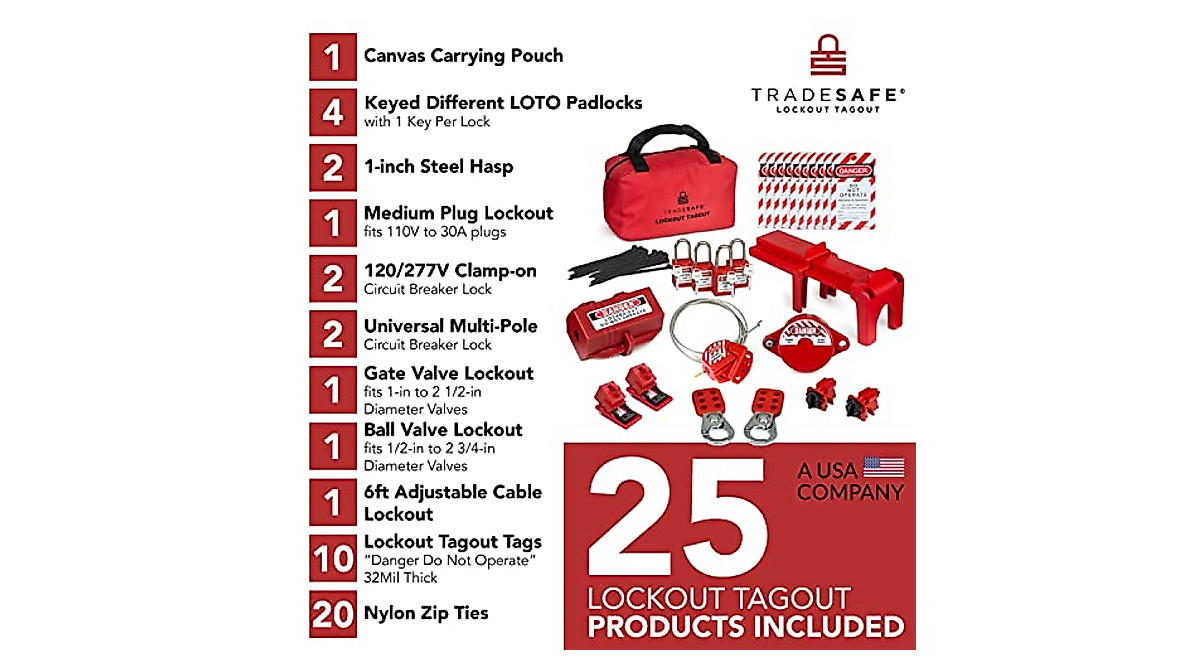 TRADESAFE Lockout Tagout Kit for OSHA Compliance | Safety Locks & Tags