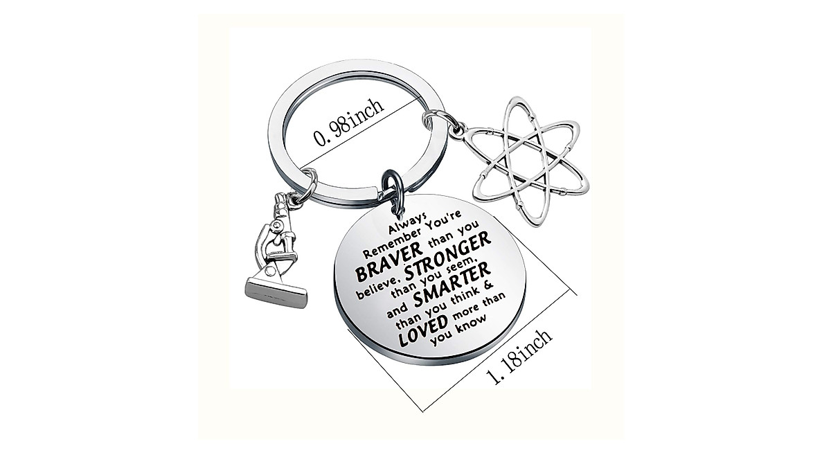 Science Keychain Gift: Atom & Microscope Charms - Student & Teacher