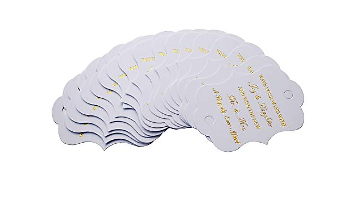 Wedding Ribbon Wand Favor Tags - Elegant Gold Foil Send-Off Tags