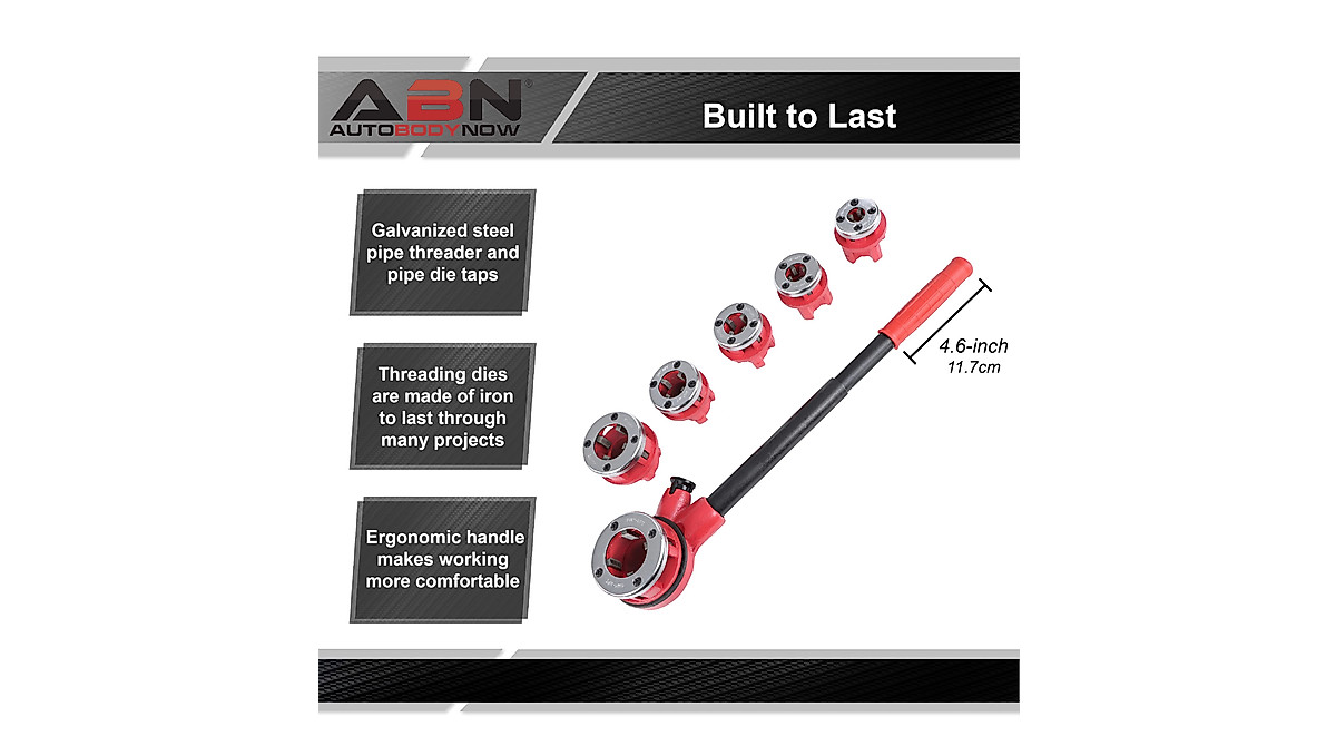 ABN Ratchet Pipe Threader Kit for 6 Pipe Sizes