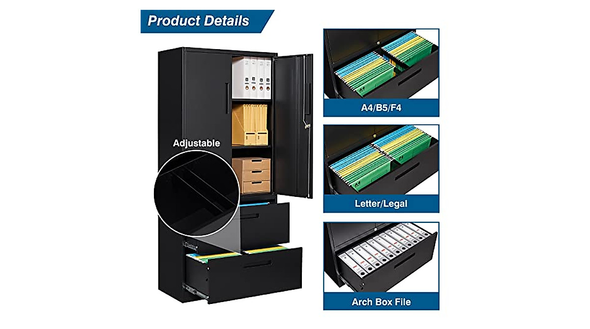 PEUKC 2-Drawer Metal File Cabinet for Secure Office Storage