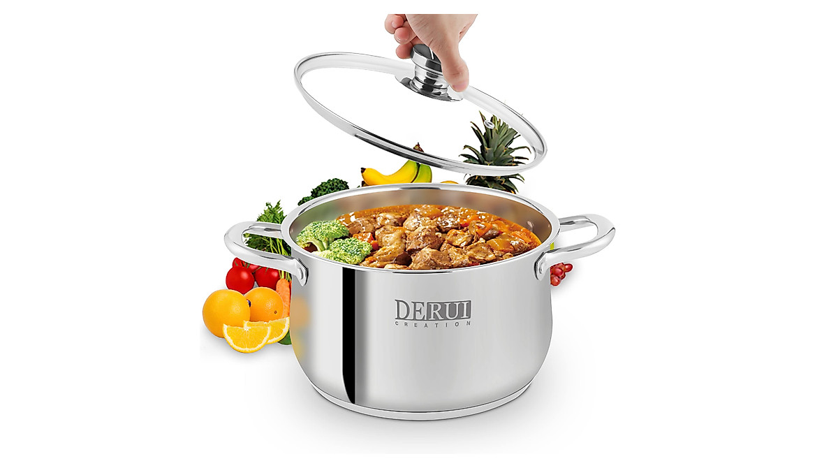 DERUI CREATION 22CM Stainless Steel Stock Pot - 4 Quart