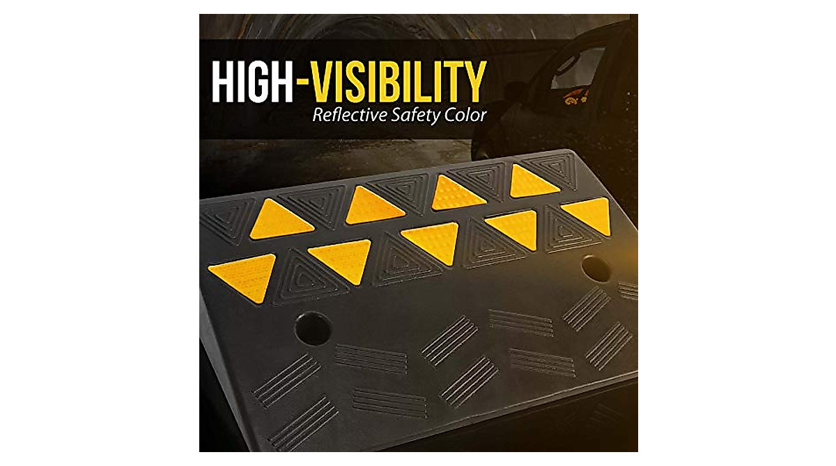 Pyle Heavy-Duty Rubber Curb Ramp for Vehicles & Mobility Access