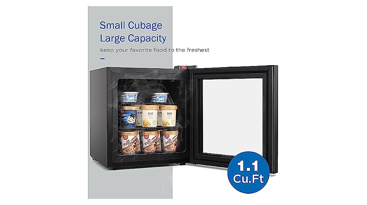 ADT Mini Freezer - 1.1 Cu Ft with Glass Door