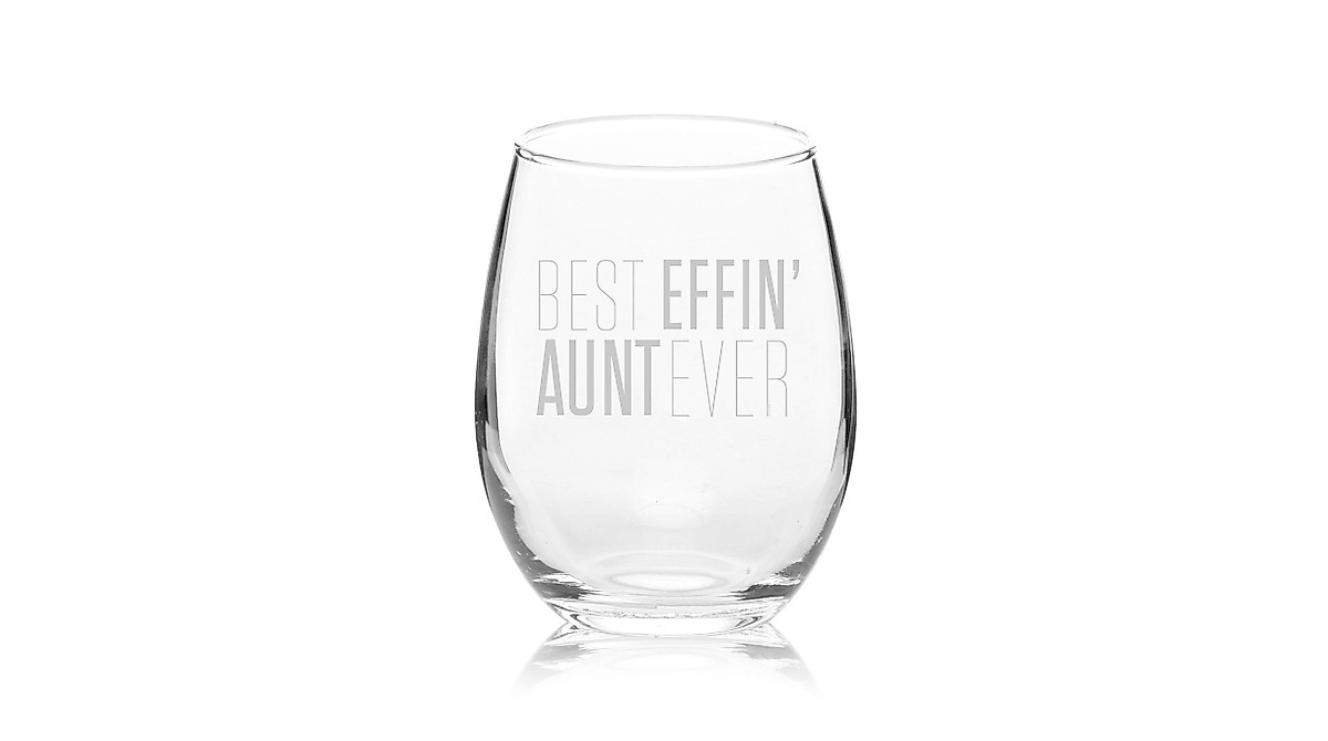 Veracco Stemless Wine Glass Best Effin' Aunt Ever - Elegant 15 oz Glass