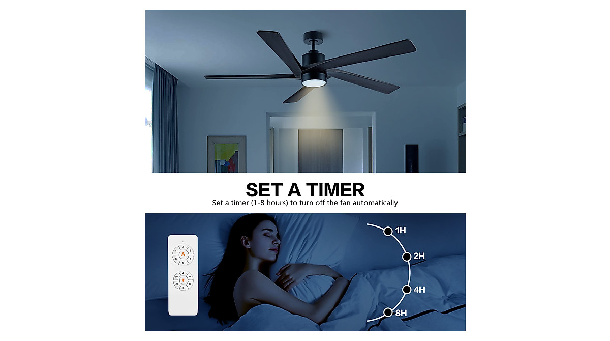 WINGBO 64 Inch DC Ceiling Fan with Lights & Remote Control