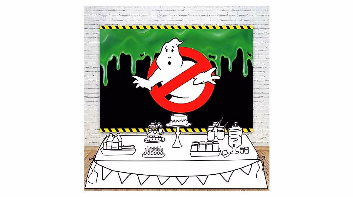 Kids' Ghostbusters Party Backdrop - 7x5ft Green Slime Vinyl Decor