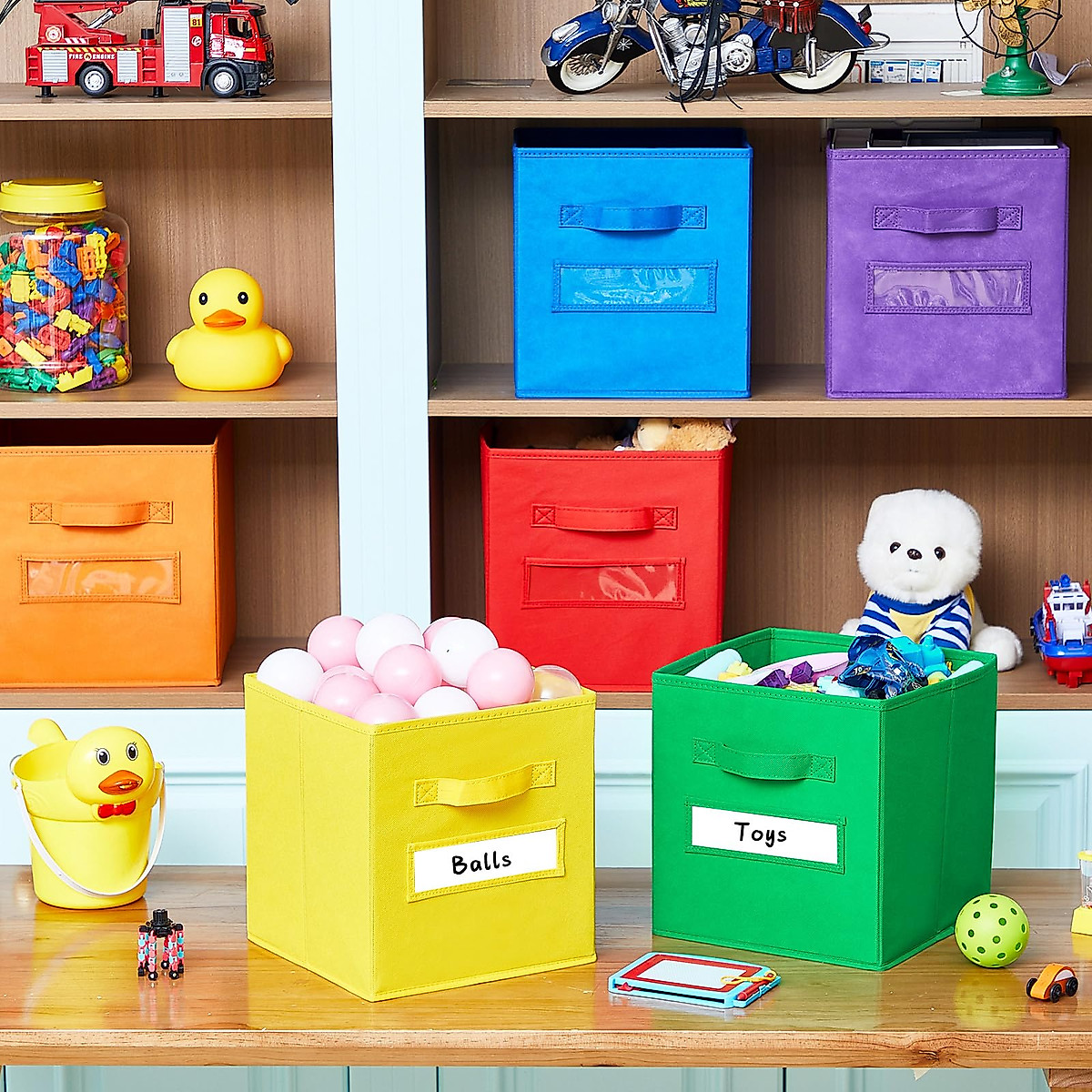 FillTouch 18Pcs Colorful Cube Storage Bins for Fun Organizing