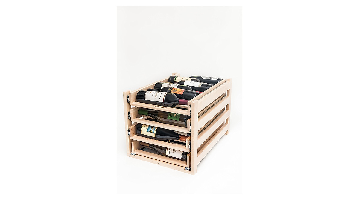 Wine Logic 24-Bottle Maple Sliding Tray Rack