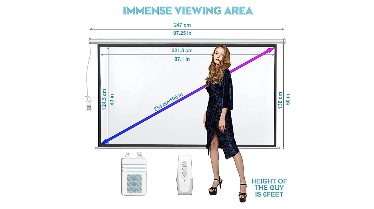 Motorized Projector Screen DINAH 16:9 4K 100 Inch Electric | Easy Setup