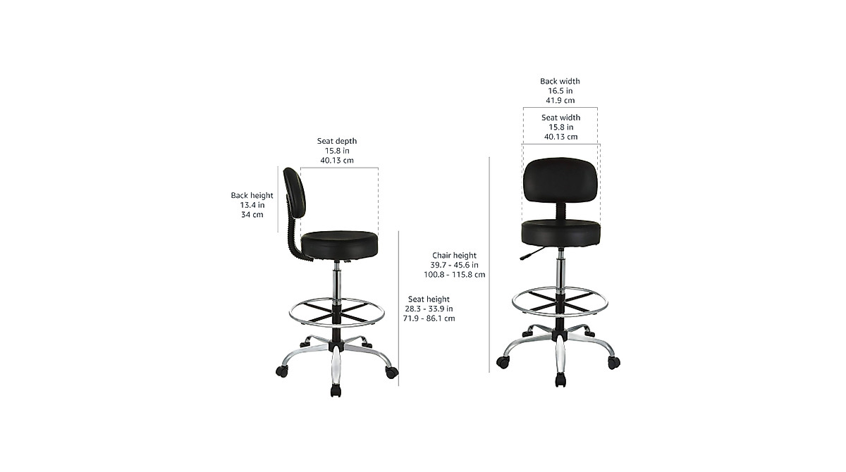 Amazon Basics Adjustable Drafting Spa Bar Stool – Black, Ergonomic ...