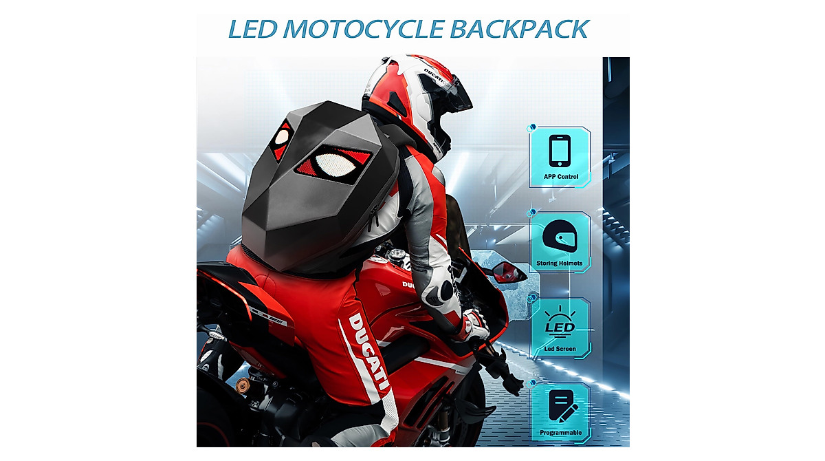 Taysem LED Backpack with Eyes - Waterproof Programmable Motorcycle Bag