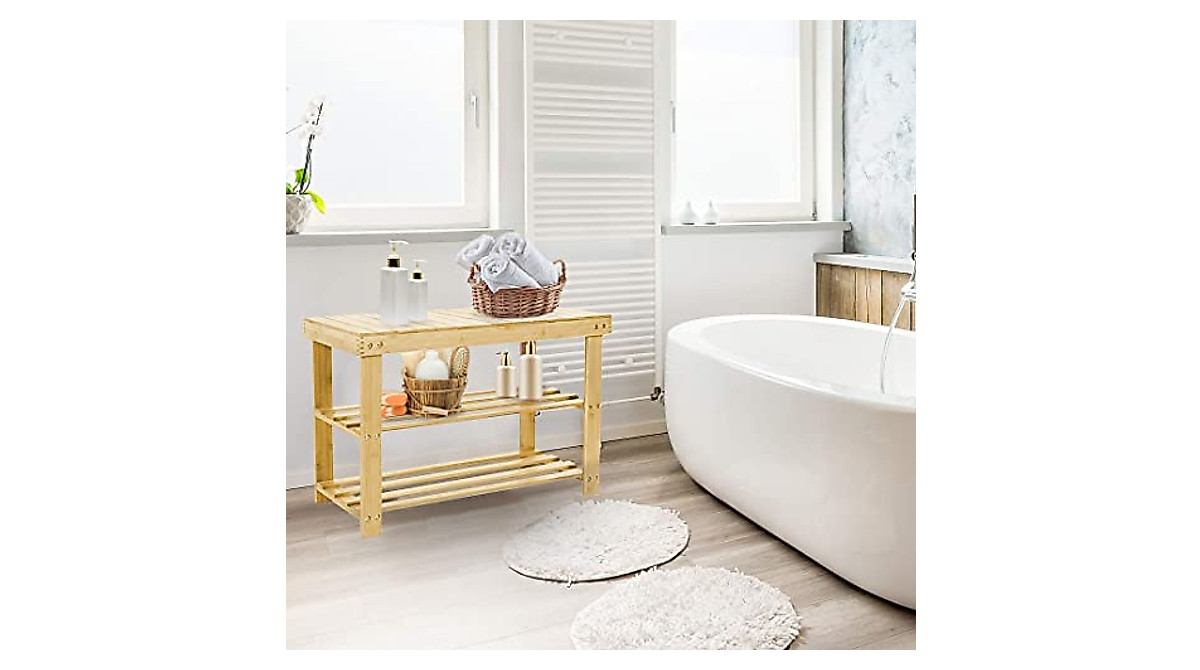 Halter 3-Tier Bamboo Shoe Rack Bench for Compact Storage