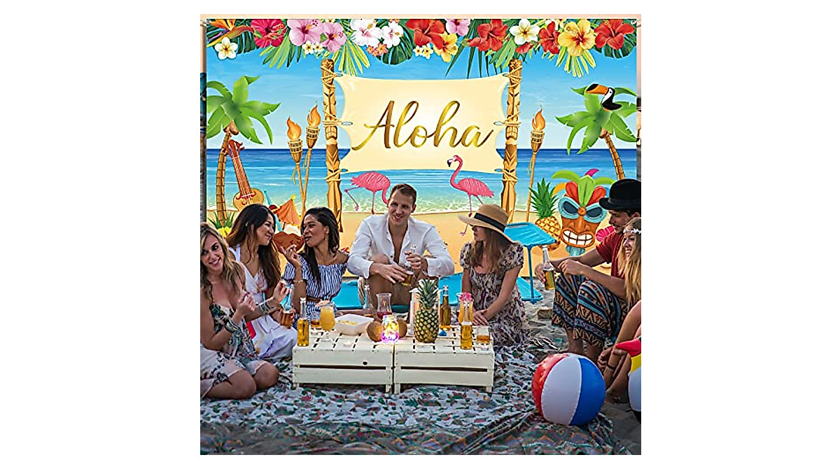 Hawaiian Aloha Party Banner - Large Summer Luau Backdrop for Events