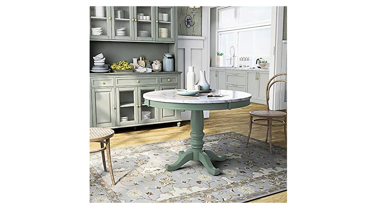 PayLessHere 42-Inch Round Dining Table with Faux Marble Top