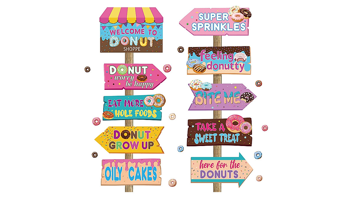 Jetec 20 Donut Party Signs for Outdoor Lawn Decoration
