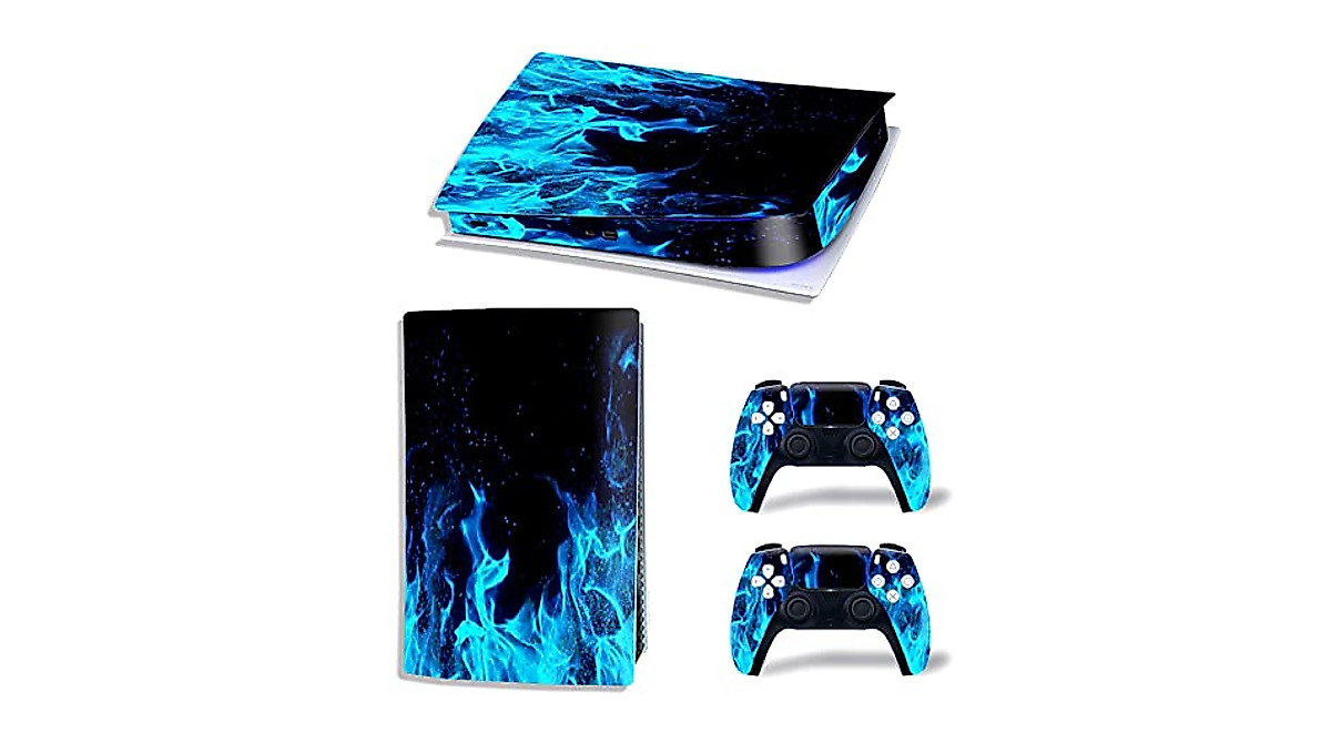 Personalized PS5 Decal Skin - Blue Fire Edition