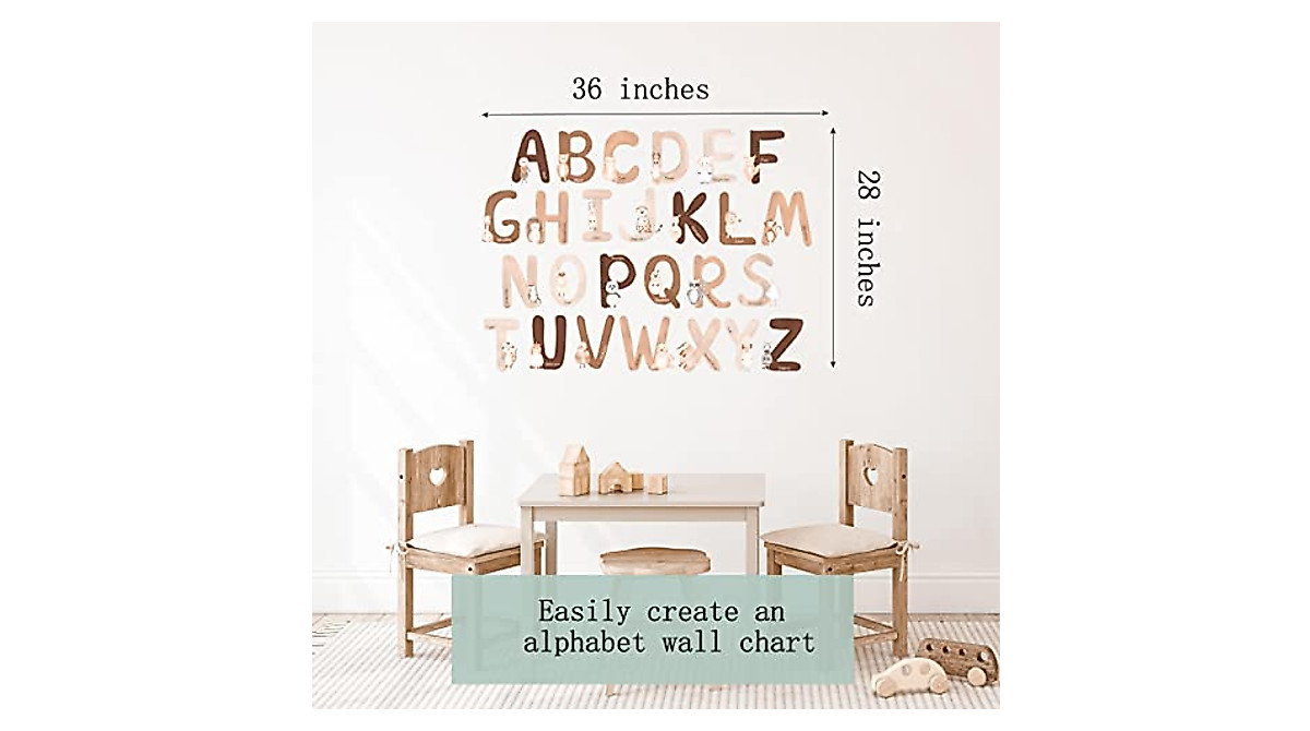 Neutral Animal Alphabet Wall Decals for Kids