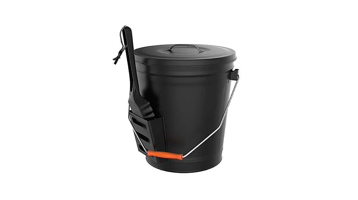 Home-Complete 4.75 Gallon Ash Bucket with Lid and Shovel