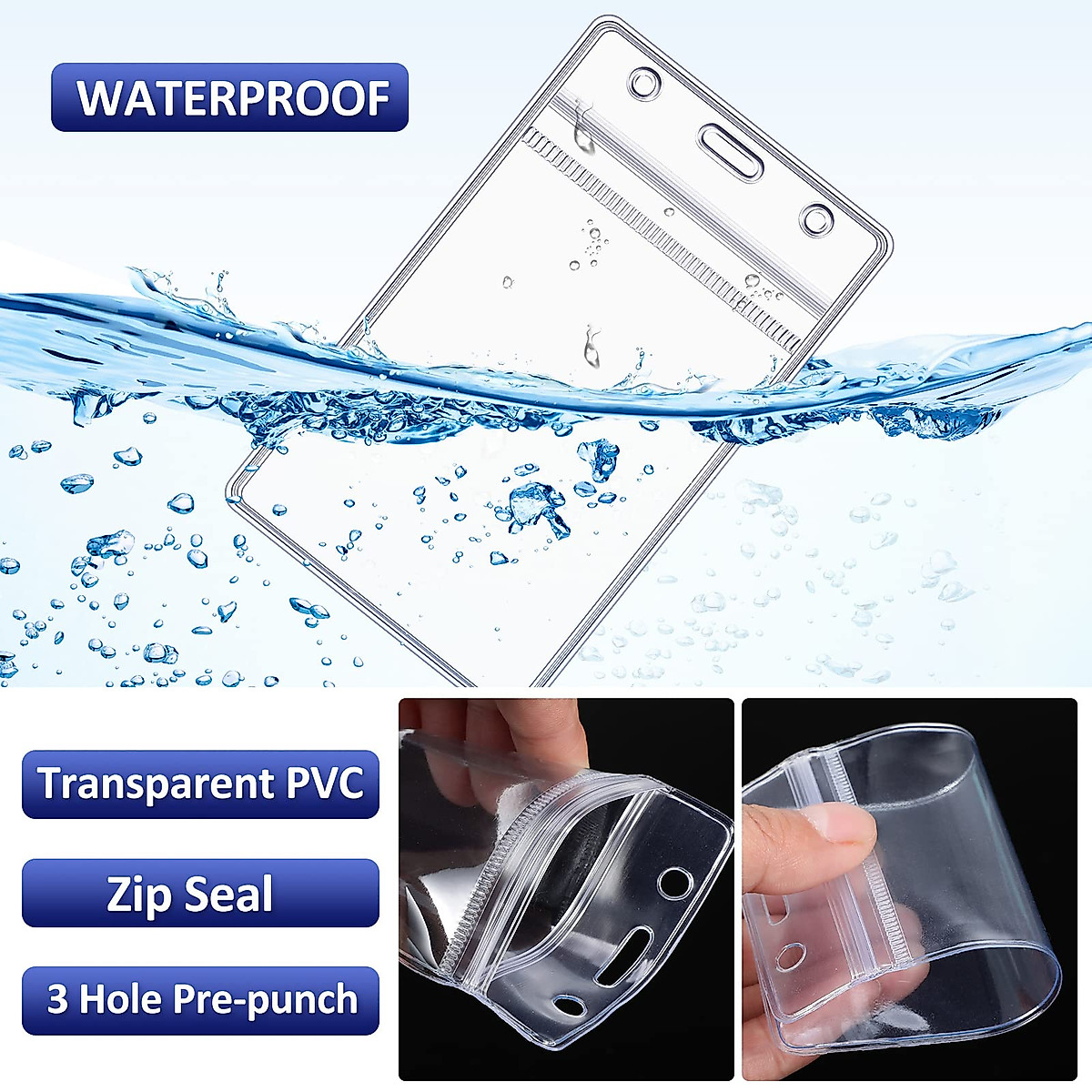 Marspark 200 Pcs ID Badge Lanyards and Holders - Waterproof & Durable