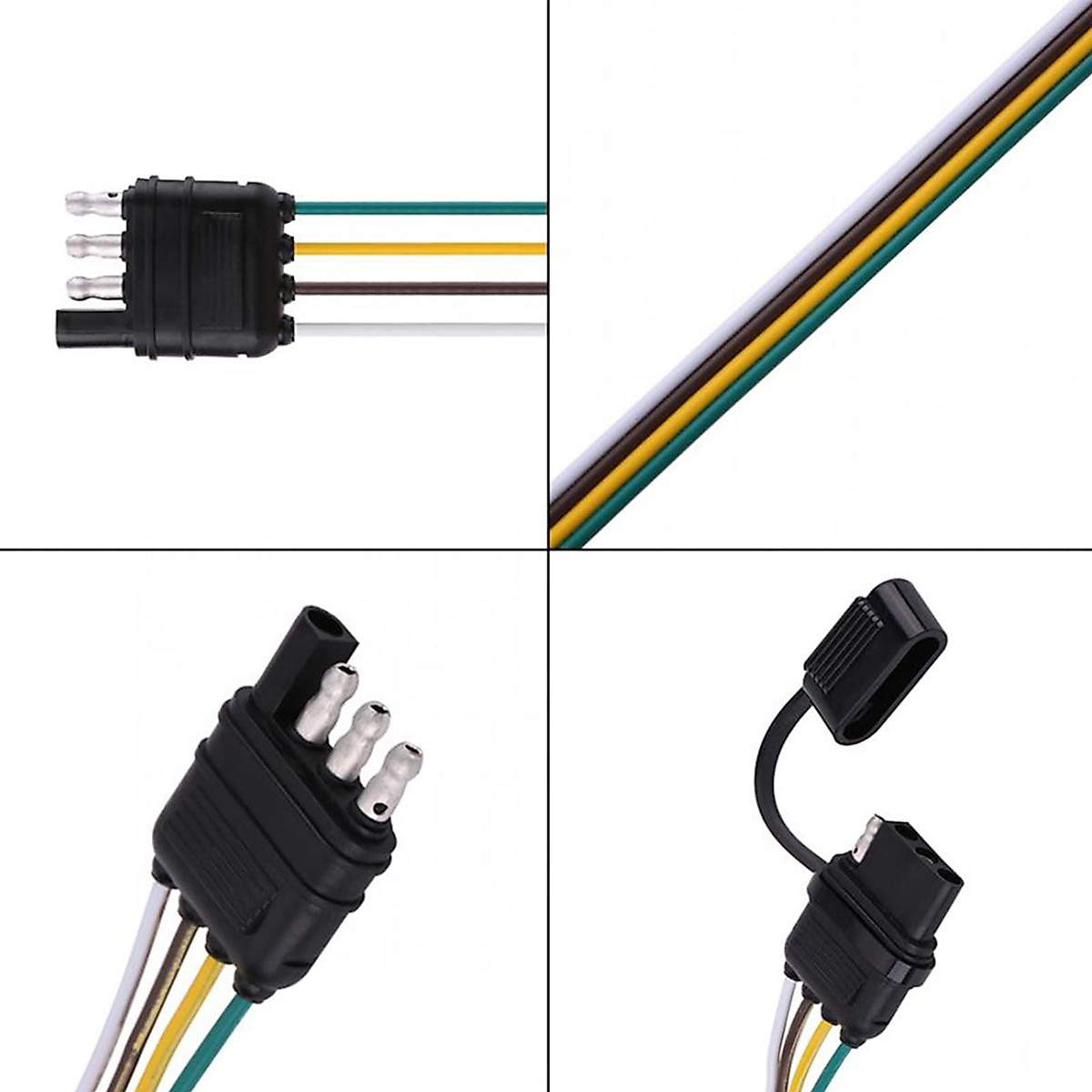 thumbnail interactive-video image 1 of 36 Inch 4-Way Flat Trailer Wire Extension Harness – 4 Pin Male To Female Connector – 12V 1 of 5
