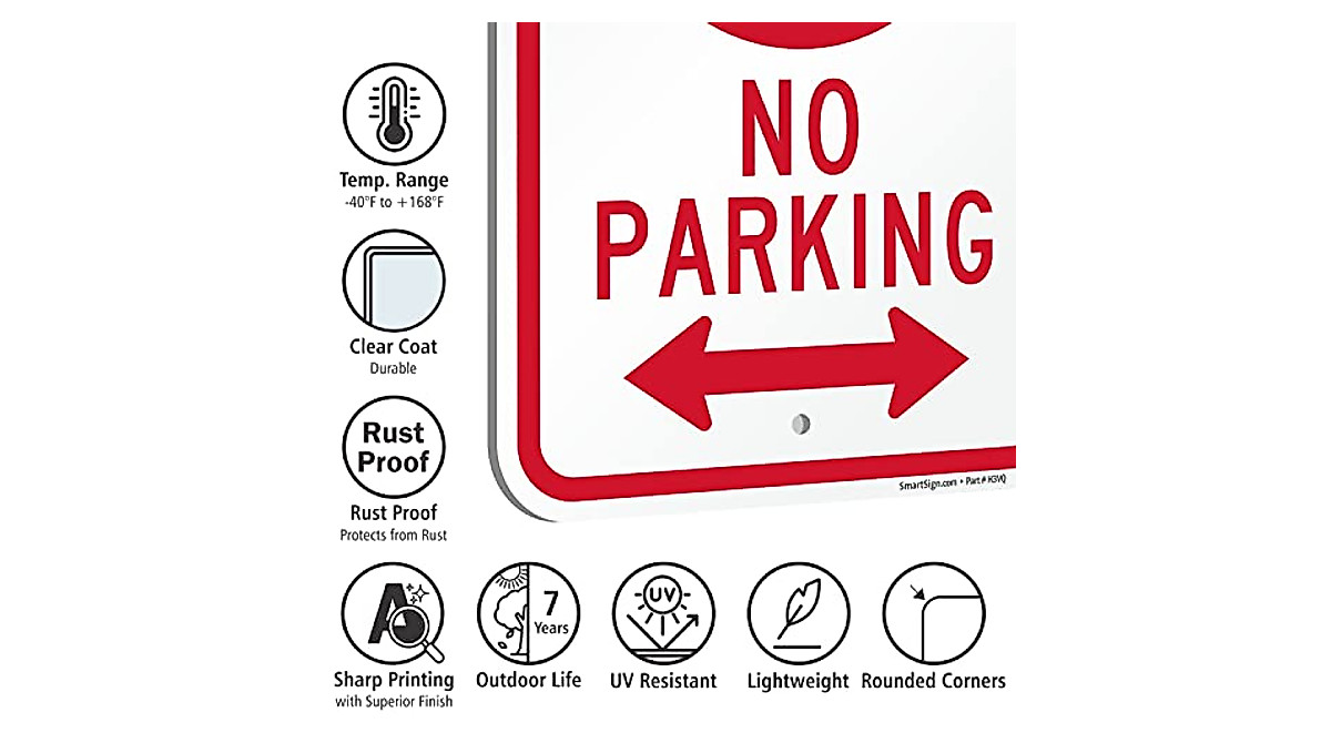 Durable SmartSign No Parking Sign - 2 Pack of 18 x 12