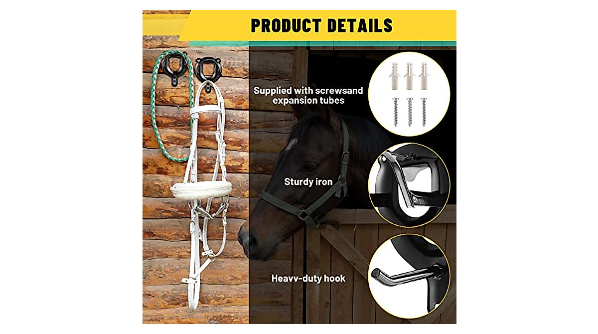 YUNFUTILEI Horse Bridle Hooks - Durable Metal Storage Rack for Tack Room