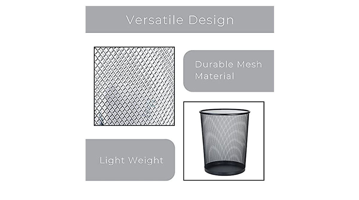 Smart Design Steel Mesh Waste Basket - Durable & Easy to Clean