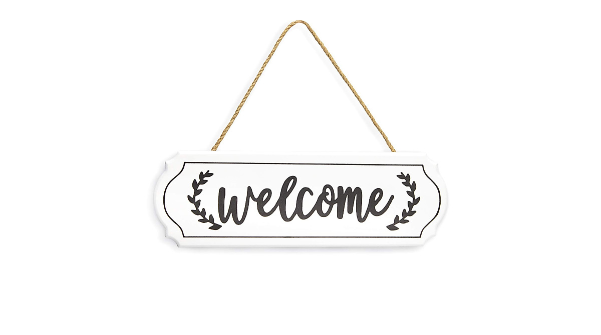 Rustic Wooden Welcome Sign for Front Door Decor | White 11.61 x 3.74 Inch