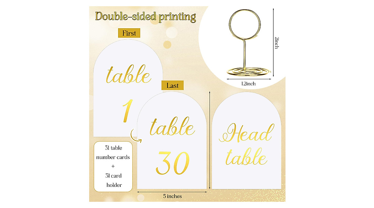 Elegant Gold Table Numbers for Every Celebration
