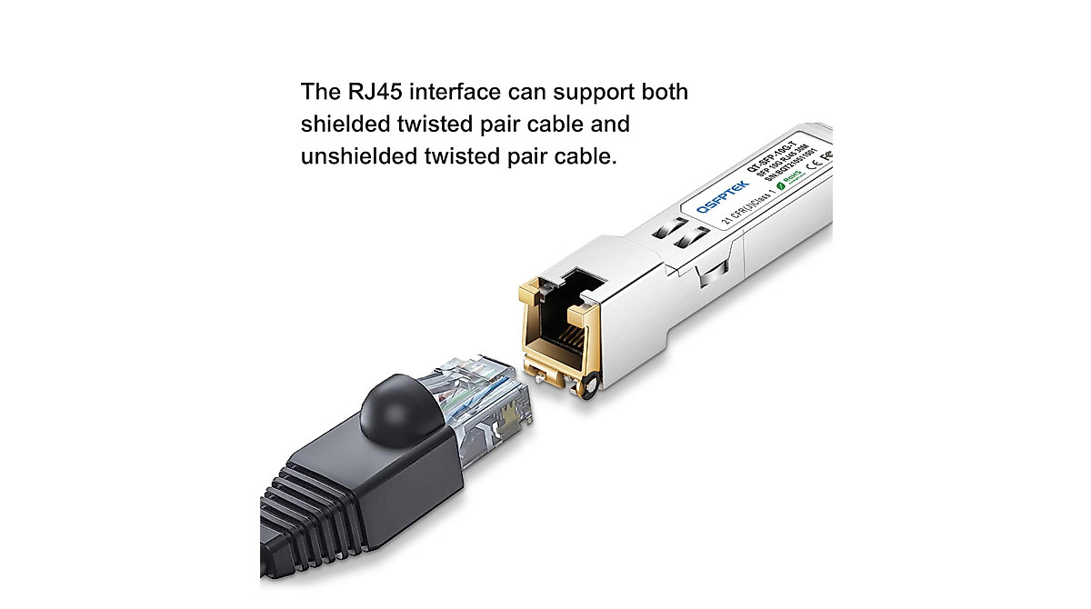 QSFPTEK 10G SFP+ RJ45 Module - High-Speed Ethernet Transceiver