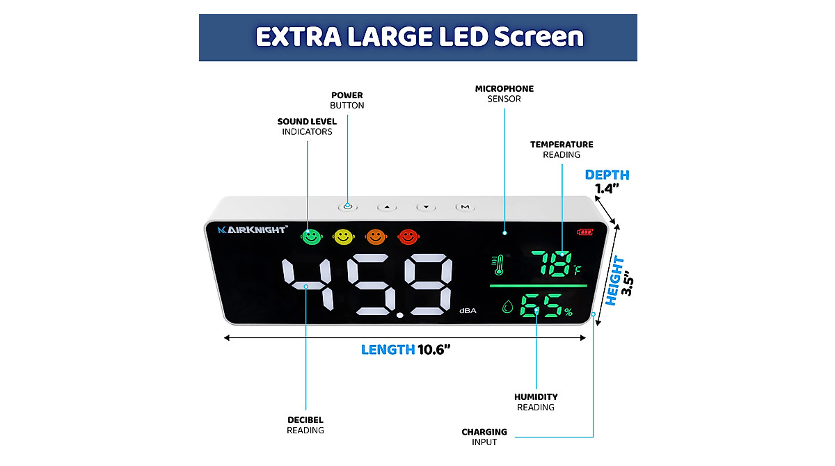 AirKnight 3-in-1 Sound Level Meter for Noise, Humidity & Temperature