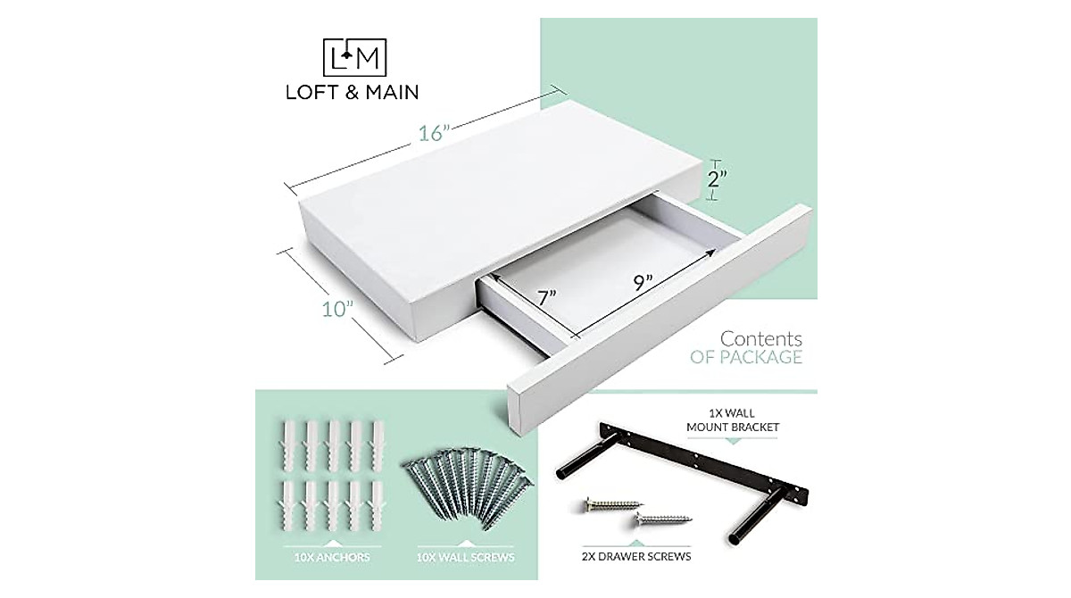 Floating Shelf with Drawer - Modern Wall Storage Solution
