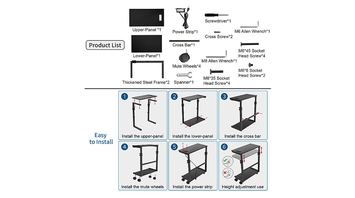 AQQEF Adjustable PC Tower Stand: USB & Socket Charging, 2-Tier